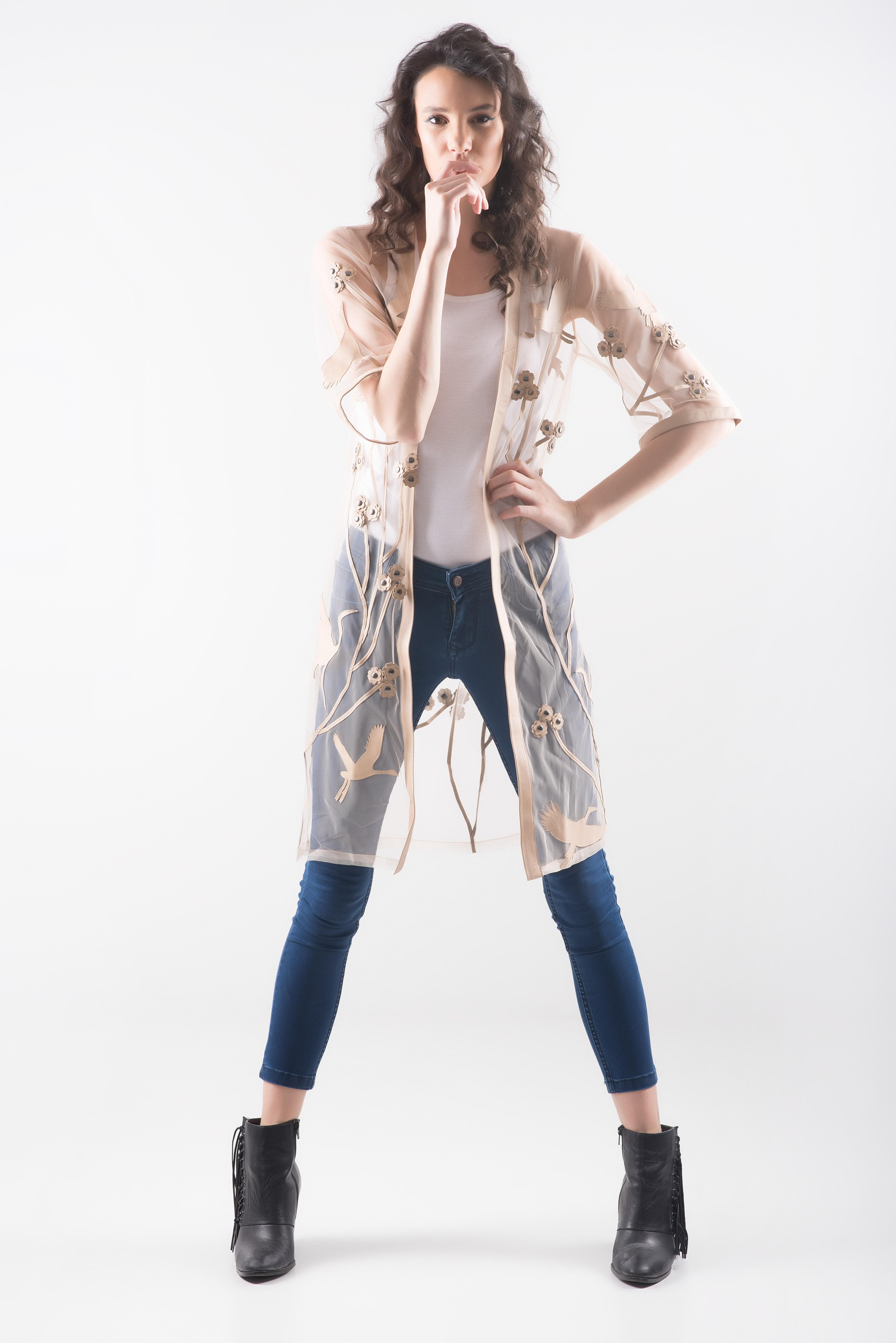 Bird Kimono Jacket In Nude